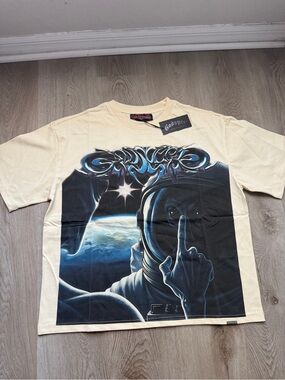 Cream Graphic Astronaut Short Sleeve Tee - Gods Power